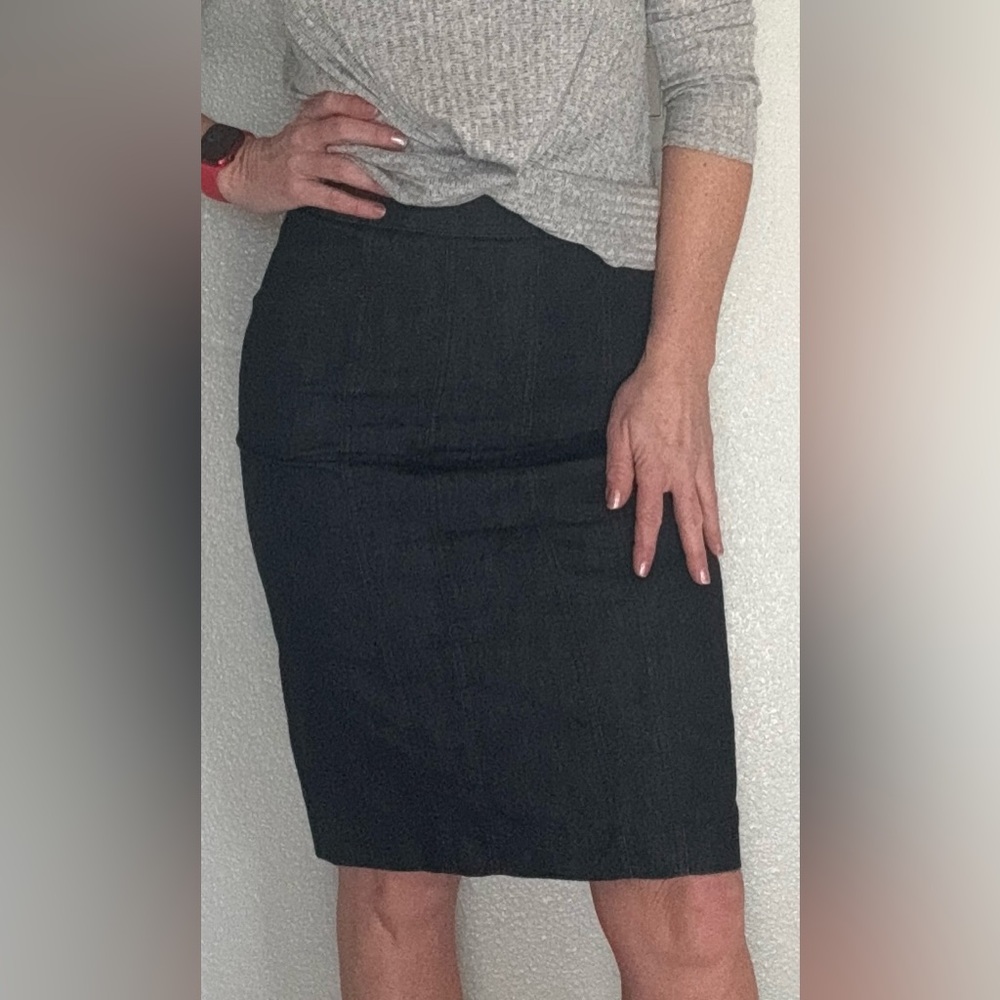 Halogen Dark Blue Jean Knee-Length Pencil Skirt for Work or Fun